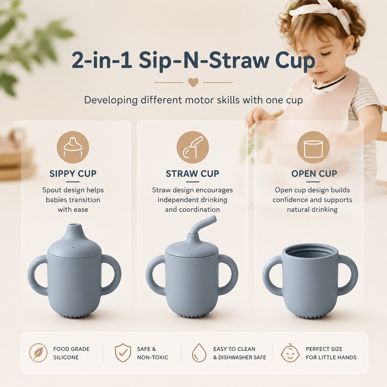 2-in-1 Silicone Snack & Straw Cup